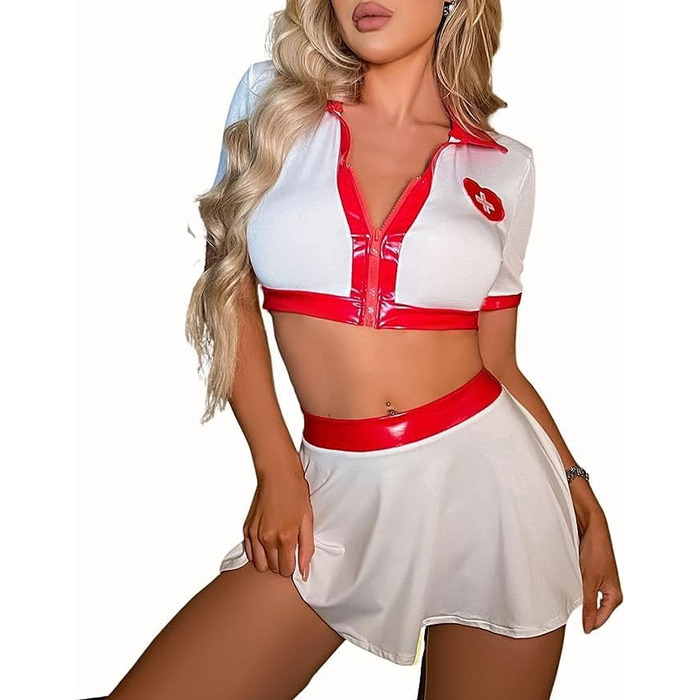 Нижня білизна VicSec Sexy Ladies Nurse Cosplay Party Глибокий V-подібний виріз Костюм медсестри Косплей Рольова гра Уніформа медсестри Костюм Уніформа медсестри 3 Style Style B-white