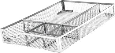 Органайзер для шухляд столу, металева сітка, органайзер для офісних шухляд з 5 відділеннями, коробка для зберігання на столі, для дому, шкільного приладдя, 31,9 x 21,6 см (сріблястий)