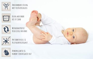 Дитяче ліжечко Kids Collective з матрацом та гравіюванням &quotМаленький принц&quot 60x120, регульована висота Знімні прути, білий колір для хлопчика, зроблено в Європі Від народження до 3 років, 60 x 120 см синій матрац