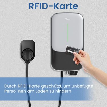 Зарядна станція GONEO Wallbox 7kW 8A-32A 1-фазна з 5-метровим зарядним кабелем типу 2 для EV/PHEV Зарядний пристрій з RFID-карткою