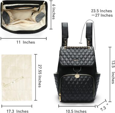 Сумка для пеленання дитини Рюкзак для пелюшок Шкіряні сумки для пелюшок з пеленальним килимком Стьобані дитячі сумки для мами і та