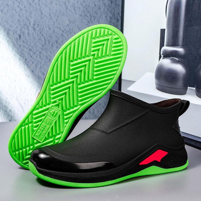 Водне взуття, гумові чоботи, для активного відпочинку на природі, дощові, легкі, низького ходу, для роботи, повсякденного життя, подорожей та походів, зелені, 39 1/3 EU