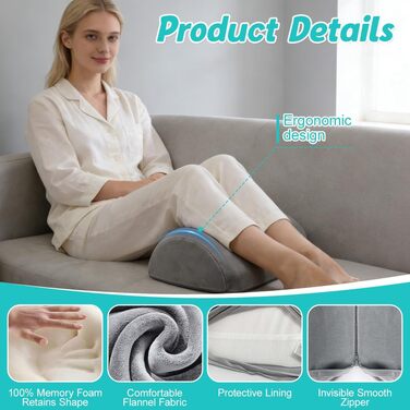Подушка для колін, подушка для підняття ніг, подушка для ніг, подушка для колін для сну, ергономічна подушка з позиціонування з піни з пам&39яттю форми для колін та ніг (світло-сіра)