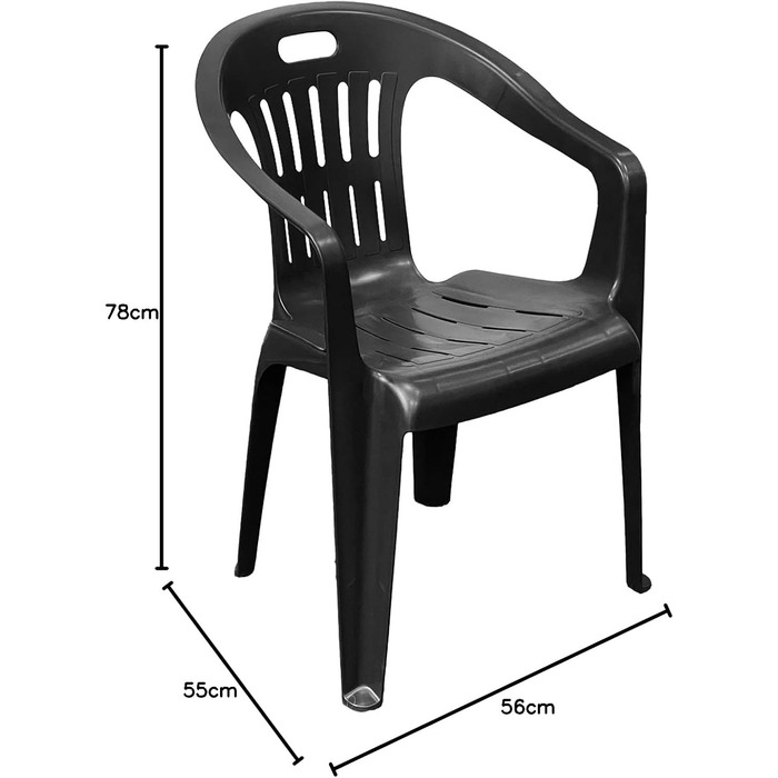 Штабельне крісло Mojawo Садове крісло PIONA Крісло для бістро Садове крісло Балконне крісло Пластикові штабельовані балконні меблі Садові меблі Антрацит