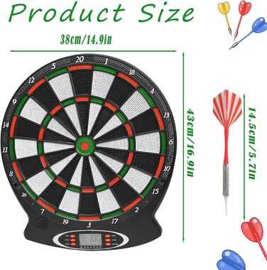 Електронні мішки для дартсу для дорослих та дітей з цифровим світлодіодним дисплеєм для відображення результатів та м&39якими наконечниками для дартсу, автоматична гра з електронним підрахунком очок, 28 ігор, 159 режимів, підходить