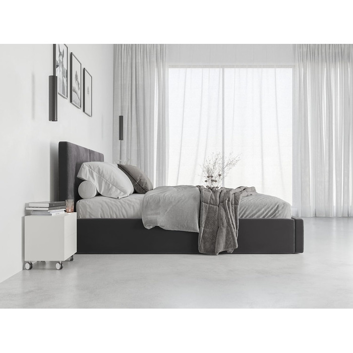 М&39яке ліжко Interbeds 120x200 см Двоспальне ліжко з місцем для зберігання з рейковою основою Ліжко-бокс з пружинами Гідрофобний каркас ліжка з м&39якою підкладкою (Антрацит, 120x200 см) Антрацит 120x200 см