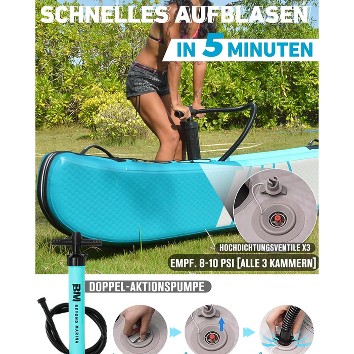 Надувний каяк BEYOND MARINA для 1, 2, 3 осіб, комплект тандемного каяка з дропстібком для дорослих з веслами, сидіннями, насосом, ластами та сумкою для перенесення, міцний та універсальний, 380 см, 420 см, 460 см, 420x850 см