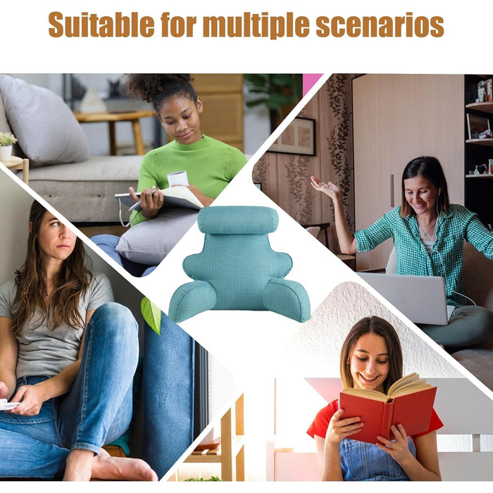 Подушка для читання для ліжка велика подушка з підлокітниками Подушка для ліжка, підтримка спини, підтримка ліжка довга подушка для голови, підтримка спини, підтримка спини сидіння, підтримуюча подушка, синя