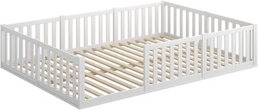 Дитяче ліжко CADANI Teso 120x200 см Ліжко-підлога Монтессорі, вантажопідйомність до 200 кг, із захистом від падіння, включаючи рейкову основу, масив сосни, білий колір - 3 варіанти складання, 120 x 200 см, білий колір