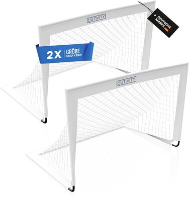 Дитячі футбольні ворота, комплект з 2 шт. , білі, без перешкоди, кожні 120x90 см, включаючи 82 кілочки та сумку для перенесення, висувні футбольні ворота для дітей садівничого віку