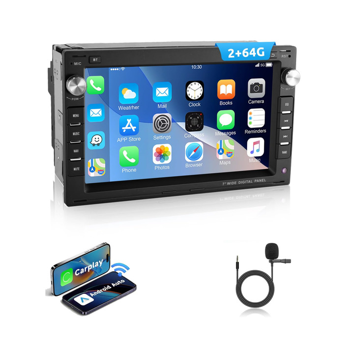 Автомагнітола ESSGOO Wireless CarPlay та Android 264G Android 15 для VW Polo MK3/4 9N Golf 4 Passat B5 T5 Seat Skoda, 7-дюймовий сенсорний екран з Bluetooth FM RDS GPS WiFi
