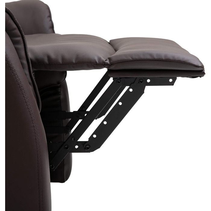 Електричне крісло для телевізора HOMCOM з відкидним кріслом та підйомником, функція відкидання, крісло для телевізора з підставкою для ніг, бічна кишеня, пульт дистанційного керування, для вітальні, до 150 кг, штучна шкіра, коричневий