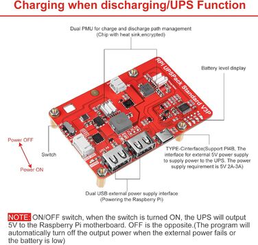 Блок живлення Raspberry Pi 4 Капелюх ДБЖ USB Живлення плати розширення з батареєю 4000 мАг для Raspberry Pi 4B 3B 3B 2B 2B