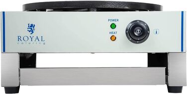 Млинниця Royal Catering RCEC-3000-E (Ø 40 см, 3 000 Вт, чавун з емальованим покриттям, нержавіюча сталь, висувний лоток розподільник тіста)