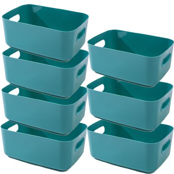 Великих пластикових коробок для зберігання з ручками, 302012 см, органайзер для ванної/кухонної шафи, кошик/коробка для зберігання на кухню, ванну кімнату, іграшки, зелений 302012 см/7 шт. у упаковці, 7