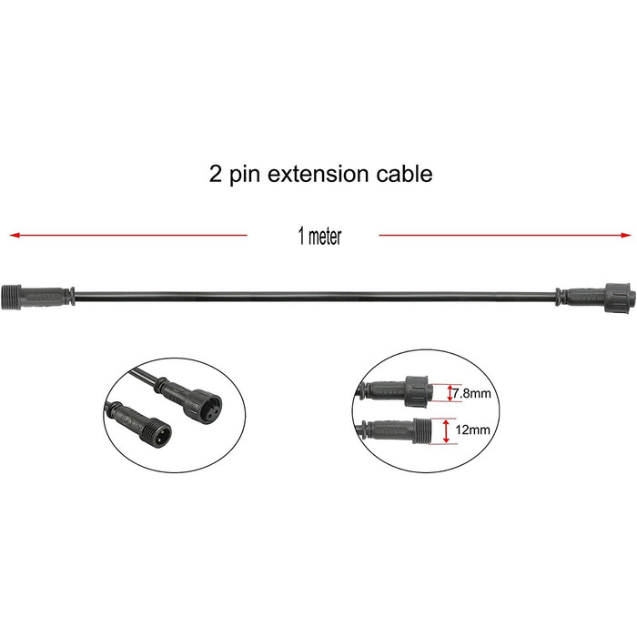 Подовжувачів 3M для світлодіодних ліхтарів RGB, водонепроникний IP67 (, 1 м, 2 контакти), 5