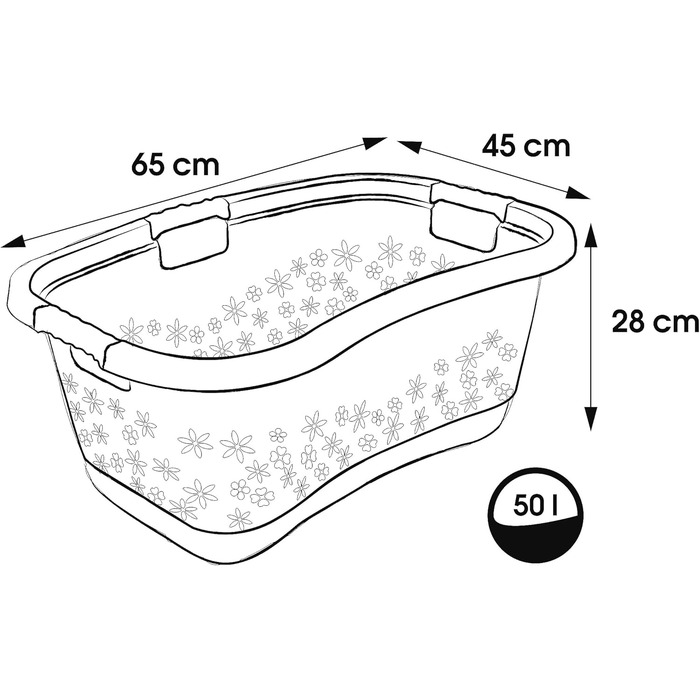 Ергономічний кошик для білизни keeper з повітропроникним декором, нековзними м'якими ручками, 50 л, Lasse, Nordic Grey