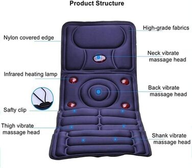 Масажний пояс, масажний матрац для всього тіла з підігрівом, пульт дистанційного керування, компактне зручне зберігання - відмінний подарунок для чоловіків і жінок