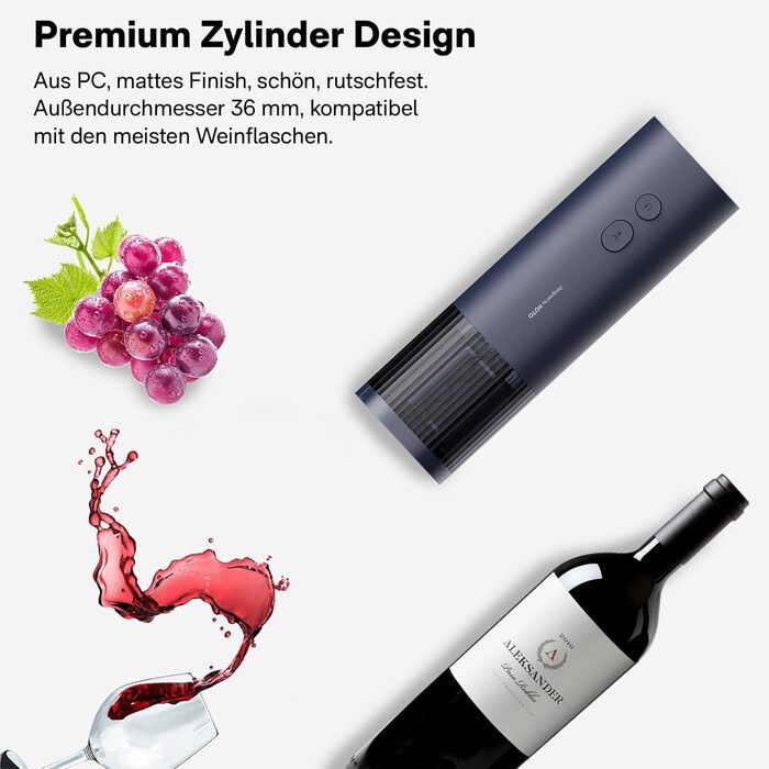Електричний штопор HOTO, автоматичний відкривач для пляшок, відкривачка для вина з різаком для фольги, відкривачка для винних пляшок, відкоркована 170 пляшок, 10 секунд миттєвого відкриття, подарунок для вечірок любителів вина