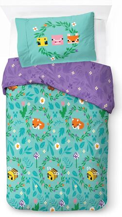 Постільна білизна Jay Franco Minecraft з квітковим візерунком - односпальний комплект постільної білизни з наволочкою 50 x 70 см б