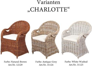 Крісло з ротанга Charlotte Antique Grey з подушкою сидіння Крісло Ротанг