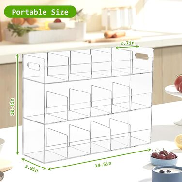 Органайзер для чайних пакетиків Qivine 270, великі коробки для чайних пакетиків, 3-рівнева пластикова шафа-органайзер для чаю для стільниць, кухонних шаф, комор (15 відділень)