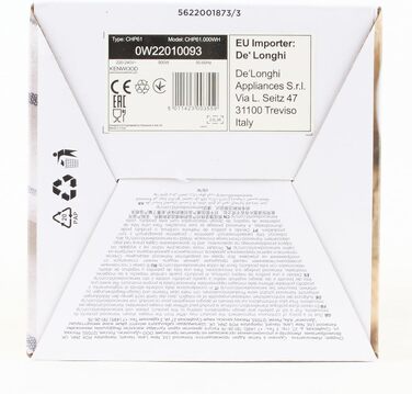 Подрібнювач з чотирма лезами, чаша 0,5 л, привід під тиском, 2 швидкості, нековзне кільце, можна мити в посудомийній машині, криголам, 500 Вт, білий, 61.000WH