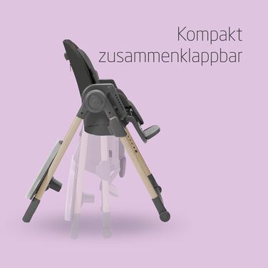 Дитячий стільчик для годування Maxi-Cosi Minla, Росте разом з вашою дитиною, 0-14 років, до 60 кг, Дитячий стільчик для годування, 9 рівнів висоти, 5 положень нахилу спинки, 4 положення лотка, Компактно складається, Еко-догляд, Beyond Graphite