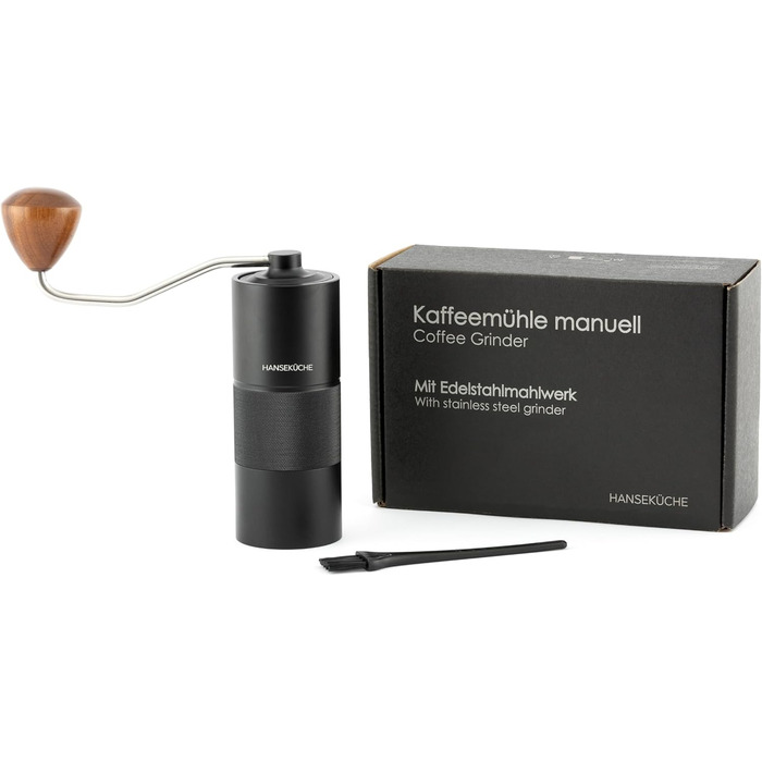 Ручна кавомолка Hansekche - Високоякісна ручна кавомолка з нержавіючої сталі з регульованим помелом - Професійний аксесуар для кав
