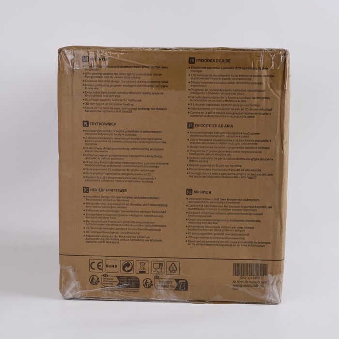 Фритюрниця 8 л з оглядовим вікном, 12 програм, цифровий світлодіодний сенсорний екран, фритюрниця з гарячим повітрям із книгою рецептів, без олії, можна мити в посудомийній машині, срібло без BPA 1700 Вт 8 л