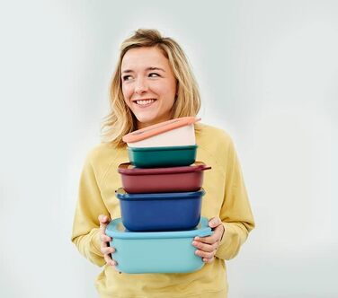 Кругла прямокутна миска Mepal Multi Bowl - Посуд для мікрохвильової печі - Підходить як герметична коробка для зберігання в холодильнику, посуді для мікрохвильової печі та як контейнер для зберігання продуктів - 2000 мл - Яскраво-синій