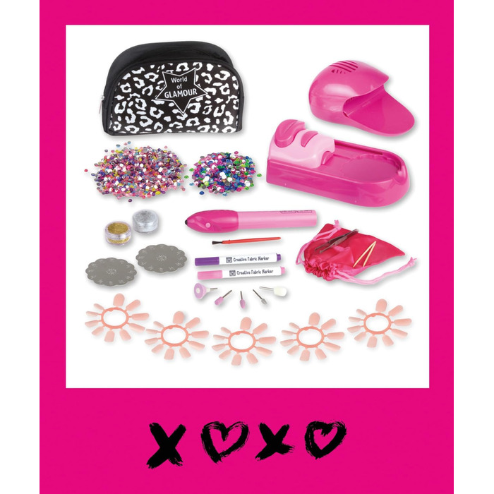 Набір для дитячого салону нігтів для манікюру та педикюру для дівчаток від 8 років - Набір для стильного дизайну нігтів, включаючи формувач для нігтів, принтер для дизайну нігтів, стрази та сушарку для нігтів, 42654