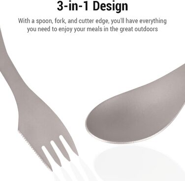 Набір посуду для кемпінгу Taidda 3-в-1, виделка-ложка-різак із зубчастим лезом та легкою пластиною з титанового сплаву, що штабелюється для походів, походів з рюкзаком, пікніків та