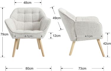 Акцентне крісло, м&39яке крісло для читання з лляними дерев&39яними ніжками, крісло для читання, одномісний диван, крісло під телевізор для вітальні, спальні, бежевий 1 бежевий