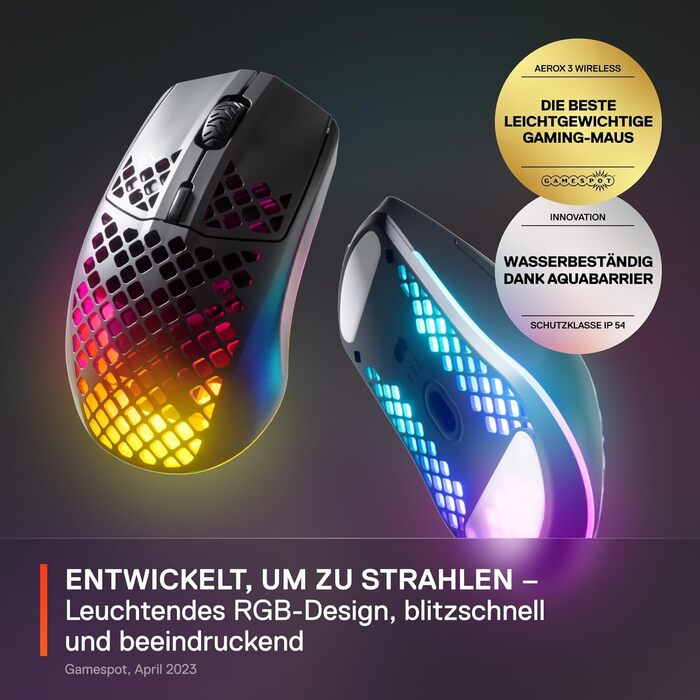 Ігрова миша з отворами на поверхні - Легка, водовідштовхувальна конструкція з пір'я - Оптичний датчик TrueMove Air з роздільною зд