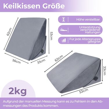 Регульована клиноподібна подушка Babenest з піною високої щільності, ергономічна подушка для спини ліжка та дивана, рефлюксна подушка для читання, сну, ігор, перегляду телевізора (Greu)