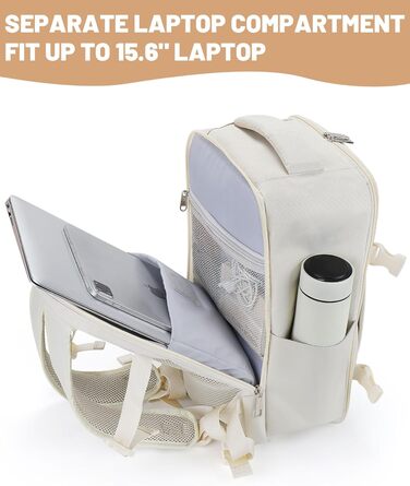 Рюкзак для ручної поклажі Ryanair 40x20x25, поклажа під сидінням, максимальний розмір поклажі для подорожей у салоні, сумка для перельоту, сумка для багажу на вихідні з плечовим ременем, сумка-дама, спортивна сумка - 20 л, колір слонової кістки 40x20x25 с