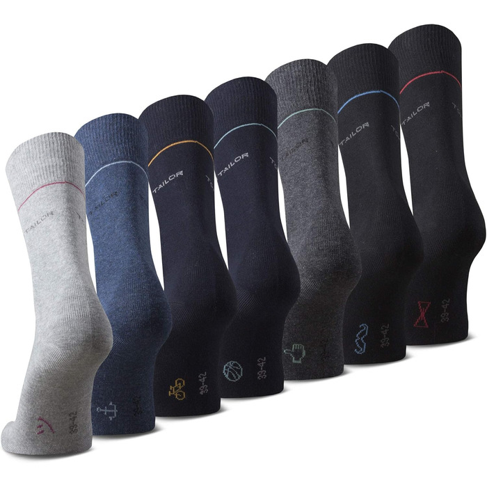 Шкарпетки TOM TAILOR - 7 пар бавовняних шкарпеток для щоденного носіння та відпочинку - прості чоловічі шкарпетки з інструкцією для сортування - розміри 39-42 та 43-46, сірі 43-46