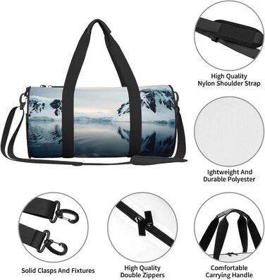 Спортивна сумка, дорожня сумка, принт Антарктичний півострів, чорна, універсальний розмір, сумка на ніч