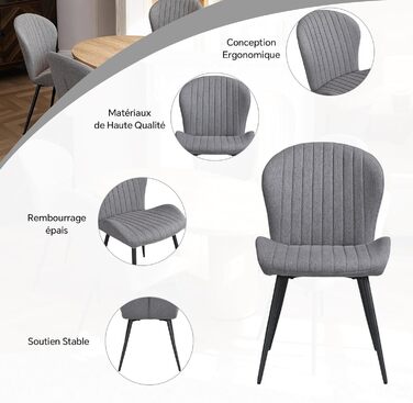Обідні стільці, комплект з 2 шт. , кухонний стілець, стілець для їдальні/вітальні, ергономічне крісло, м&39яке крісло, металеві ніжки, для їдальні, вітальні, спальні, темно-сірий, 2 шт. и