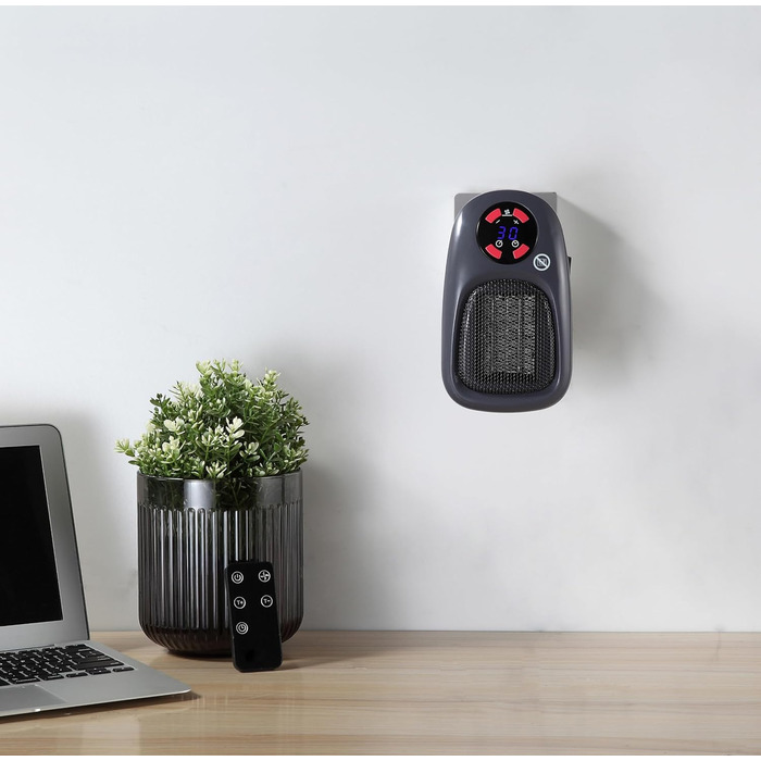 Міні-вентилятор Balderia SH500 - керамічний нагрівач потужністю 500 Вт для підключення до мережі, площа обігріву до 20 м, регульований термостат 1530 C, таймер до 12 годин, захист від перегріву, пульт дистанційного керування, компактний