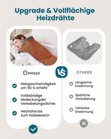 Обтяжена нагрівальна ковдра KNQZE, грілка з 10 рівнями нагріву, 4 таймери для спини, плечей та шиї, мийна нагрівальна подушка від болю в спині та шиї, подарунок на день народження для жінок (сіра)