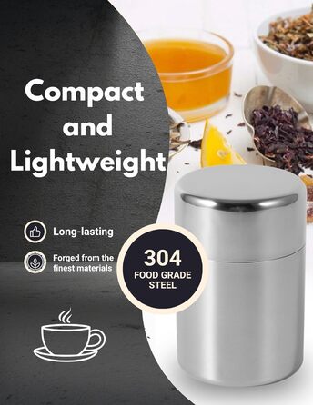Чайник з нержавіючої сталі, бляшанки для розсипного чаю 250 г, герметична бляшанка для кави з подвійною кришкою, кругла бляшанка, маленькі кухонні контейнери для чаю, кави, какао, цукру та спецій 550 мл
