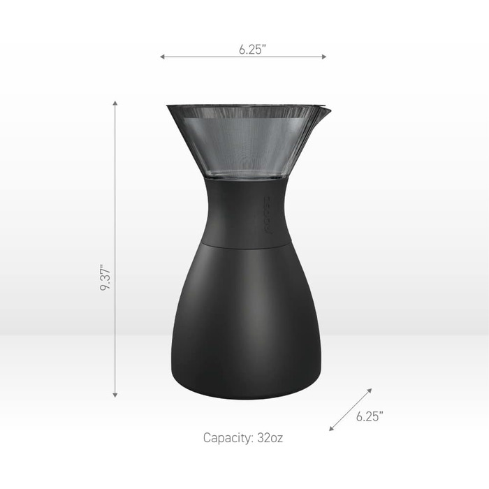 Кавоварка ASOBU ізольована, приблизно 90 мл, чорний пилосос з подвійними стінками, фільтр з нержавіючої сталі, зберігає температуру до 12 годин Чорний