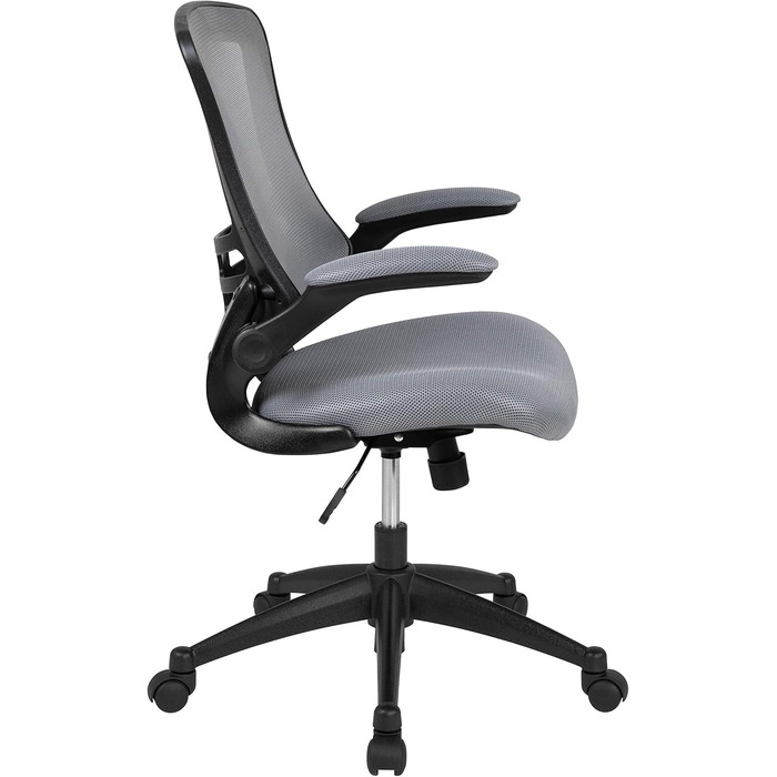 Офісний стілець Flash Furniture, ергономічний, із сітчастою спинкою, литим сидінням з регулюванням висоти та важелем нахилу, що фіксується, сірий, 65 x 63 x 105 см Сірий 64,77 x 62,23 x 104,78 см