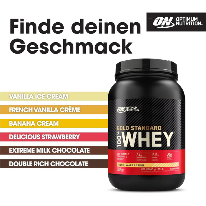 Протеїновий порошок Optimum Nutrition Gold Standard 100, Французький ванільний крем, 900 г