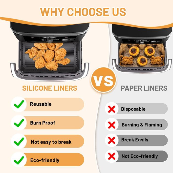 Аксесуари для силіконової форми для фритюрниці viriech для Ninja AF500, 3 шт. и аксесуарів для аерофритюрниці Багаторазові двозонні аксесуари для фритюрниці Ninja 500 Airfryer