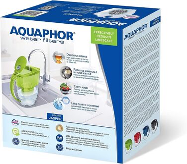 Фільтр для води AQUAPHOR Jasper Black вкл. 1 фільтр MAXFOR I Зменшує вапняний наліт і хлор I Графин на 2,8 л I Столовий фільтр для води I Розміщується в дверцятах холодильника.