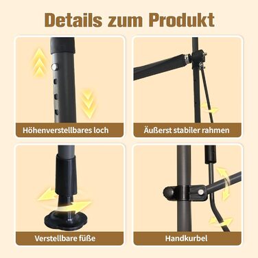 Тент з кріпленням на затискачі та ручним приводом, ширина 150 см, балконний тент з ручним регулюванням висоти без свердління, захист від ультрафіолету, сонцезахисний козирок, водонепроникний для використання на вулиці, для патіо, балкону, саду, антрацит