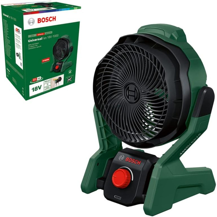 Акумуляторний вентилятор Bosch UniversalFan 18V-1000 (без акумулятора, система 18 В, для DIY, кемпінгу та інше, об&39єм повітря 1000 м/год, в коробці)